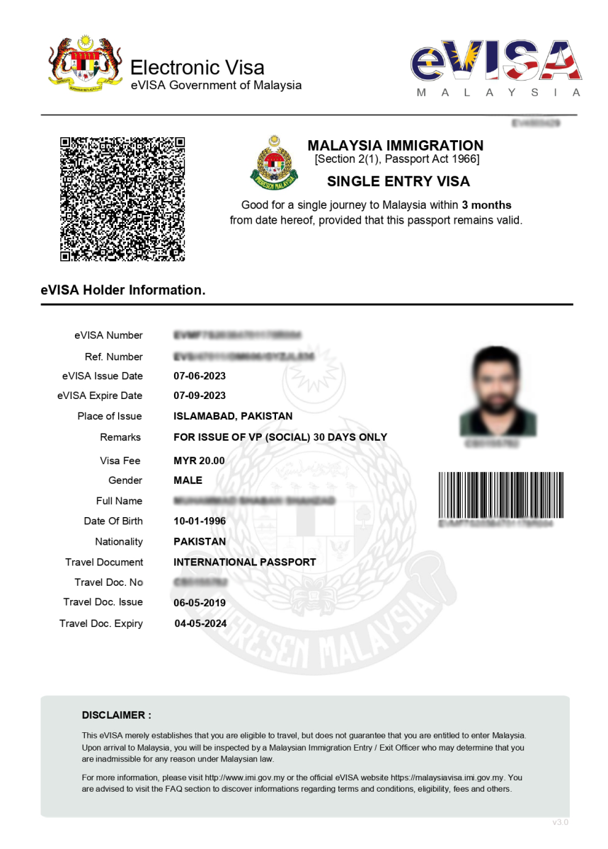 malaysia visit visa pakistan price